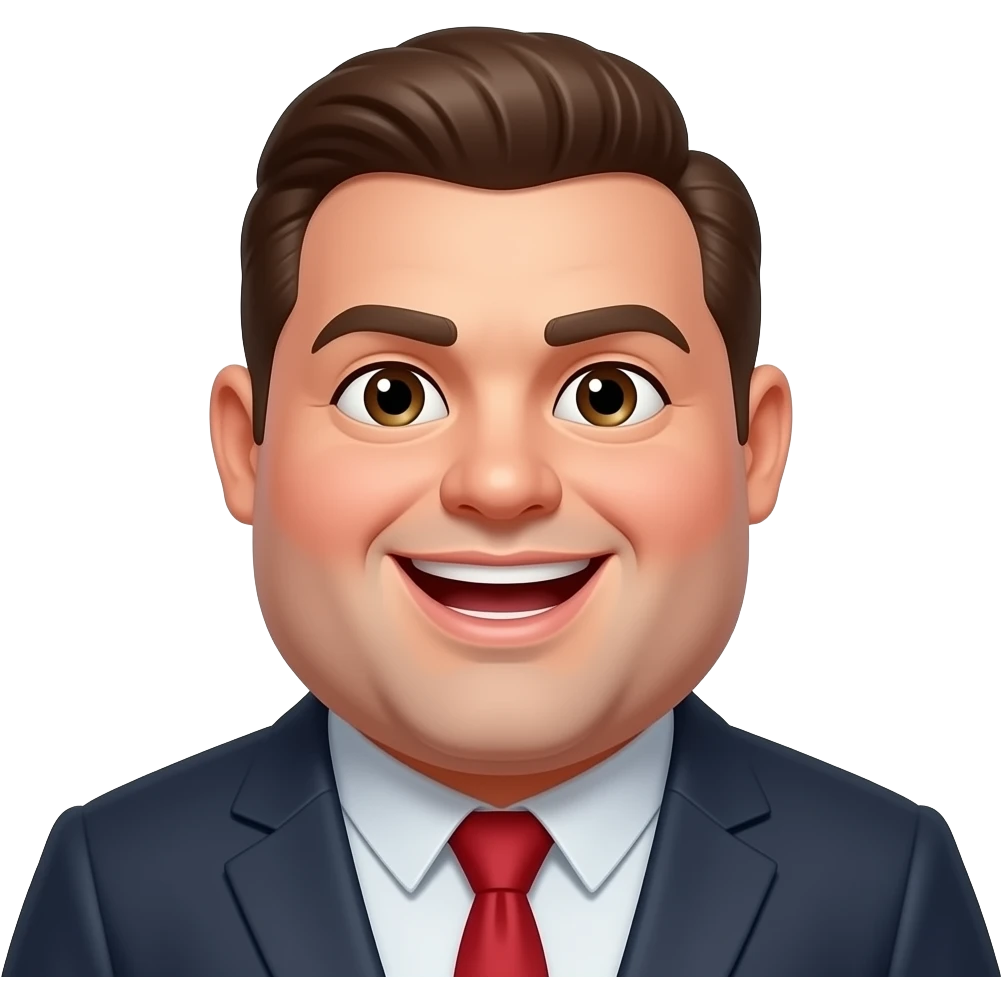 Fat singing man fair slick back hair emoji