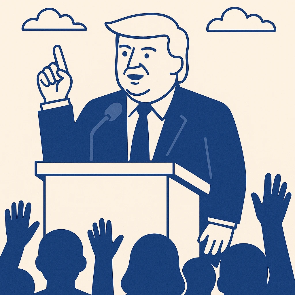 Donald Trump speaking at a rally emoji