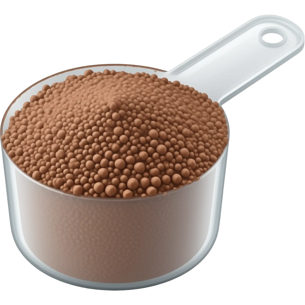 single-serving scoop of chocolate protein powder emoji