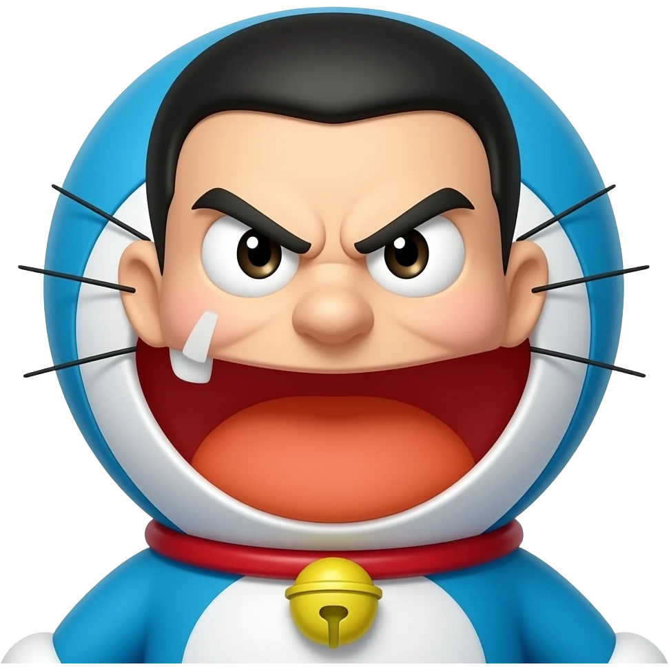 Angry Gian San f doraemon cartoon emoji