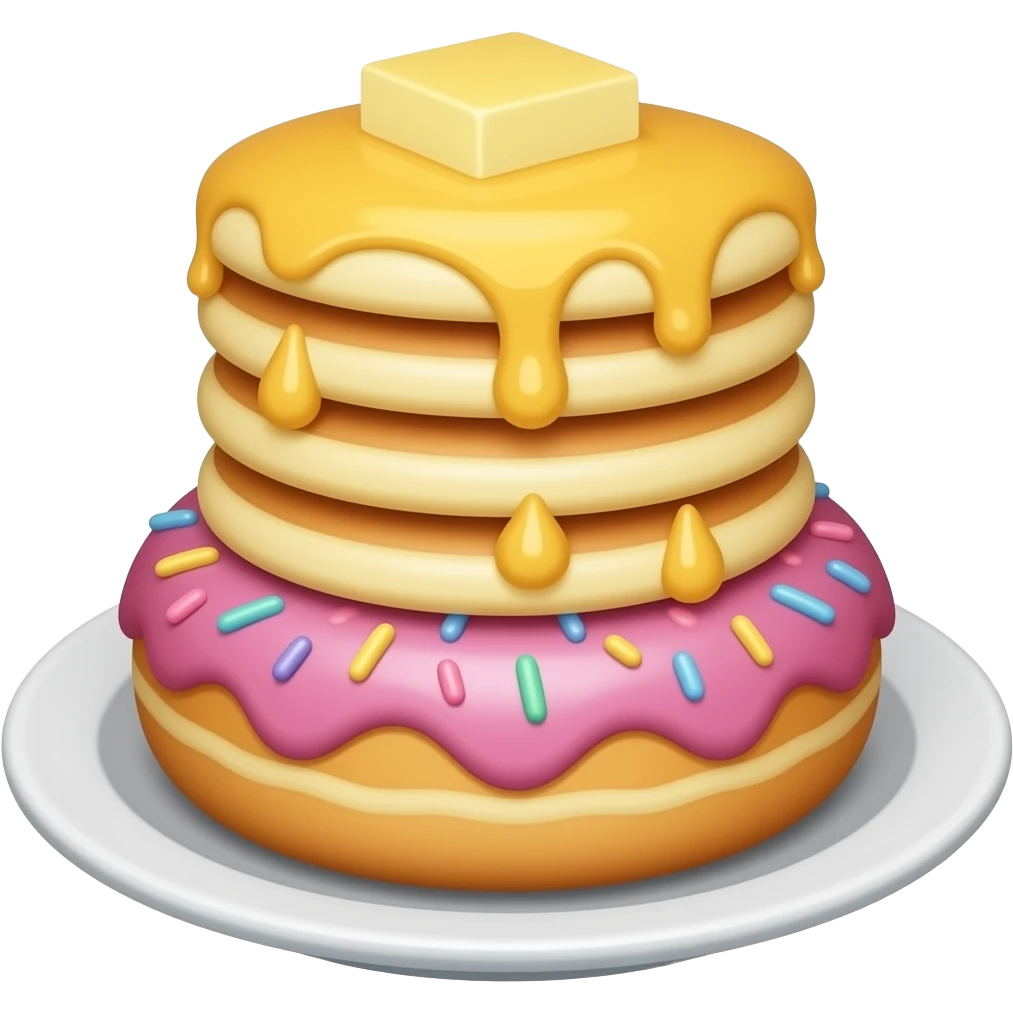 Donuts with pancakes as toppings In a tray emoji