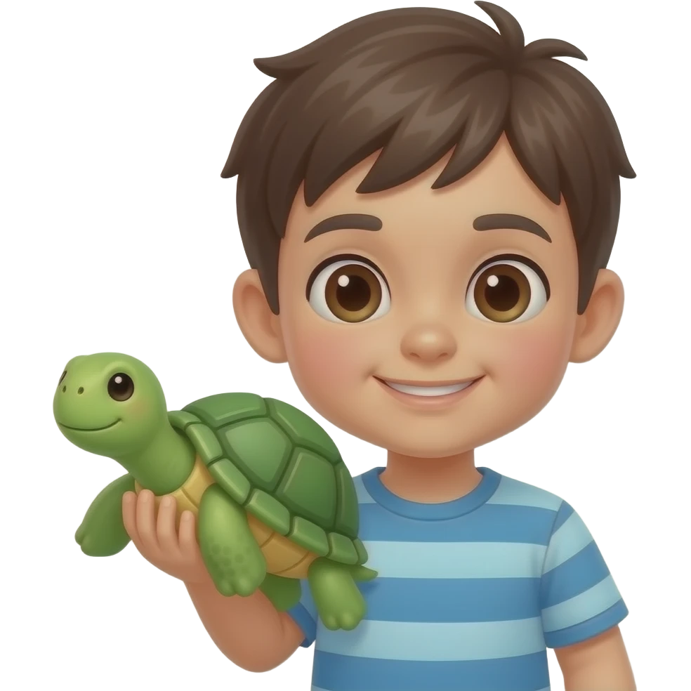 A child with a pet turtle emoji