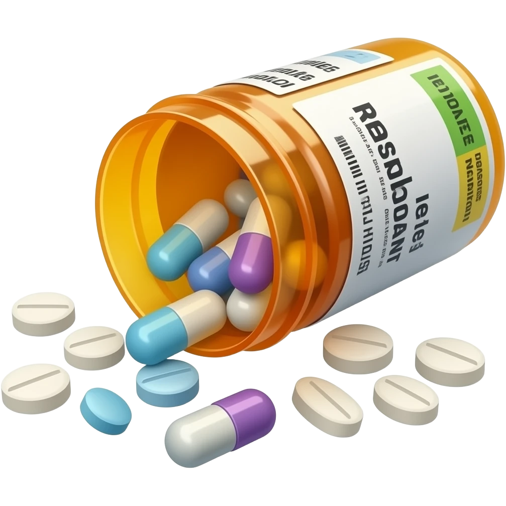 Spilled pill prescripton bottle emoji