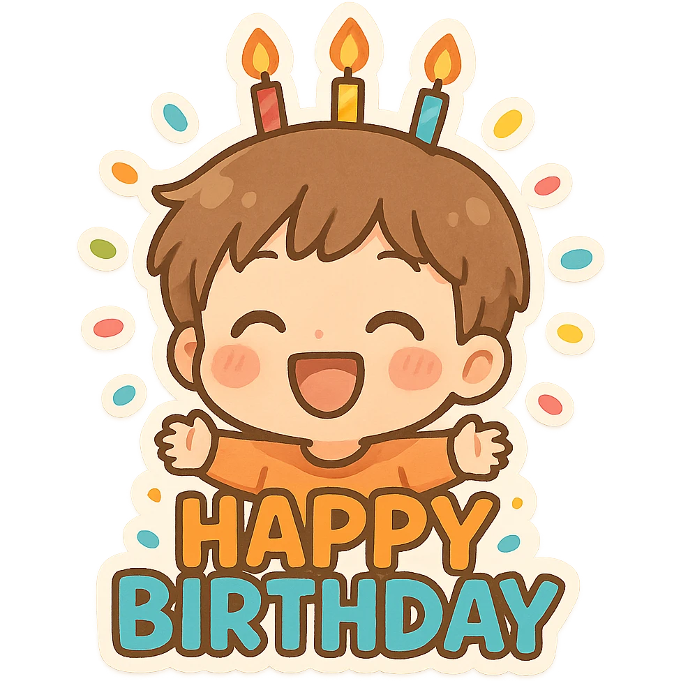 happy birthday, candles, joyful, bright colors emoji