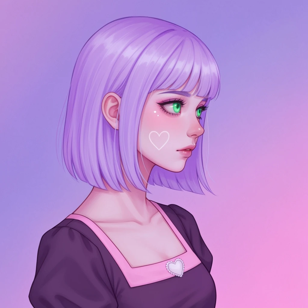 pastel goth profile picture with a heart accent, cute, expressive, minimal, variation 3 emoji