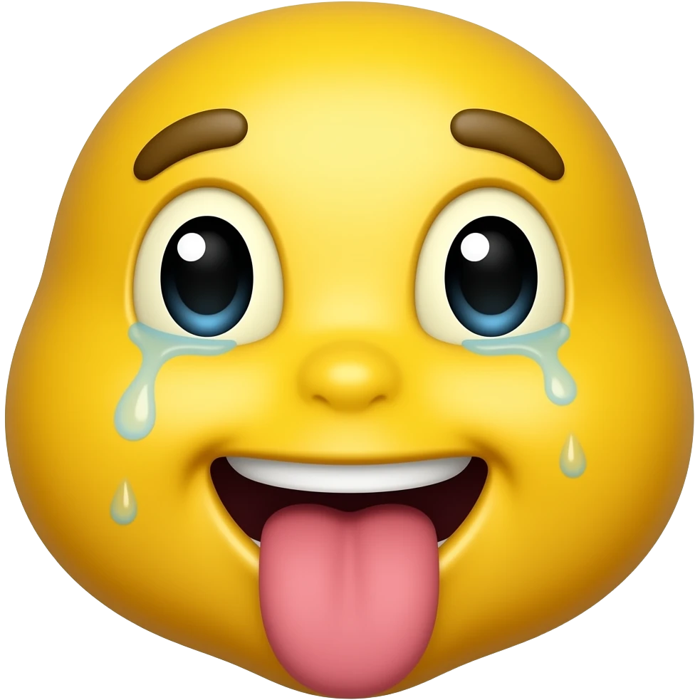 yellow emoji with tongue out, face covered in sweat emoji