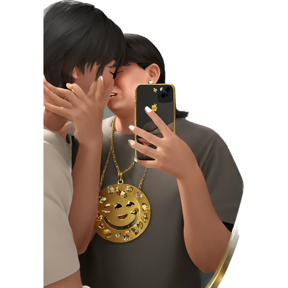 selfie with jewelry reflection emoji