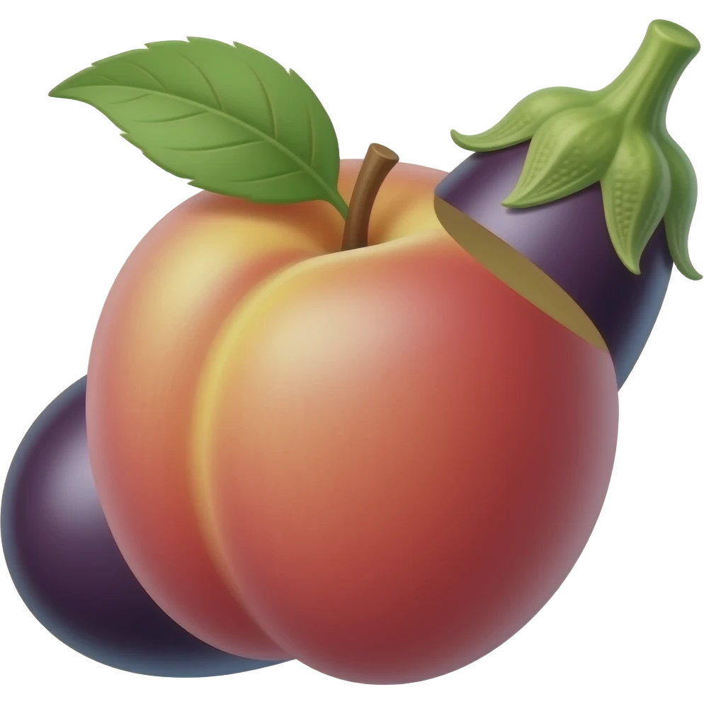 Eggplant going into back of peach emoji