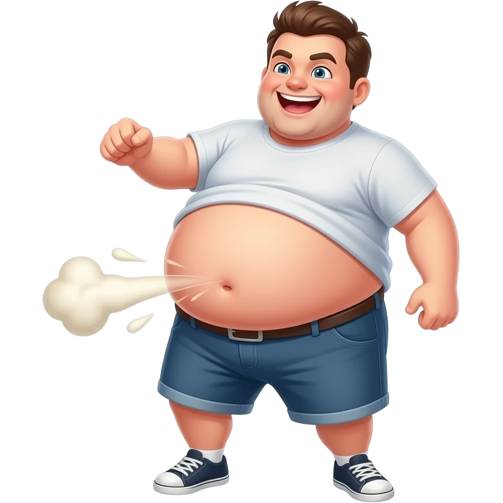 MAKE ME AN EMOJI WHERE I AM SLAPPING MY BIG FAT GUT AND GIGGLING WHILE FARTING emoji