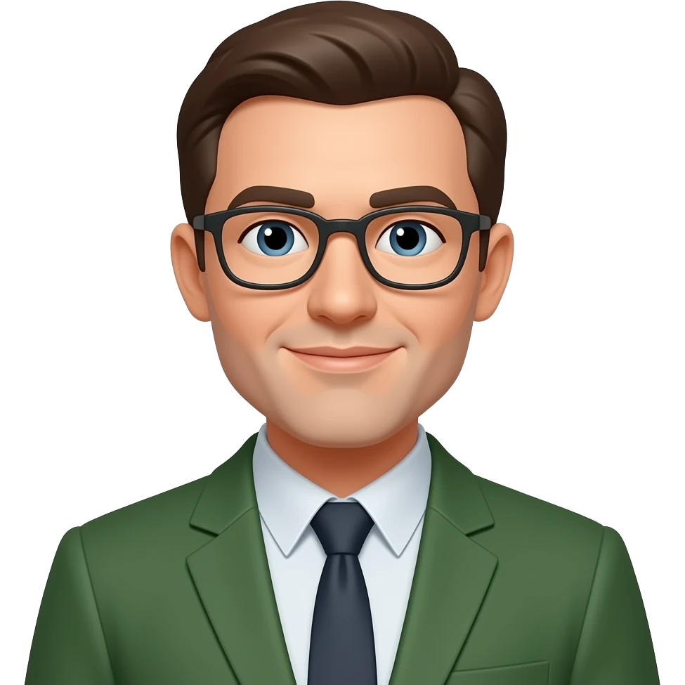 Azme ha un profesor con un trage de color verde. emoji