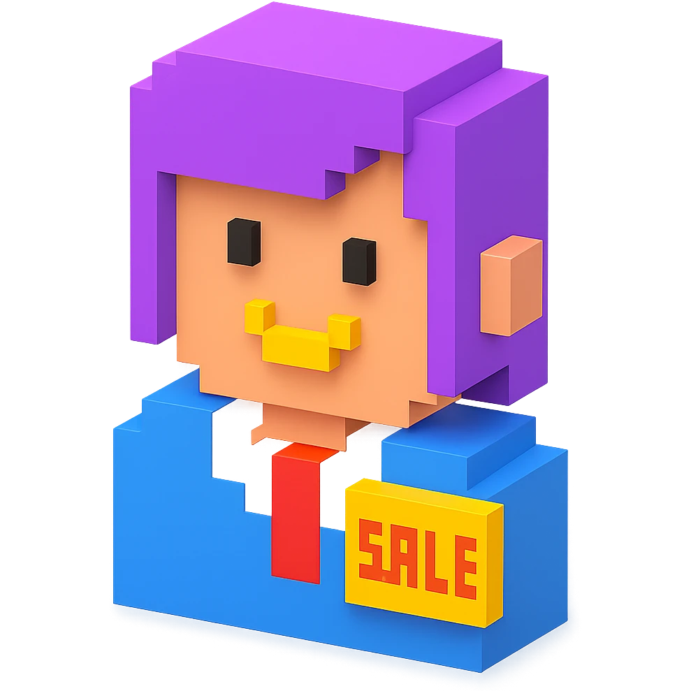 purple head of sales person emoji