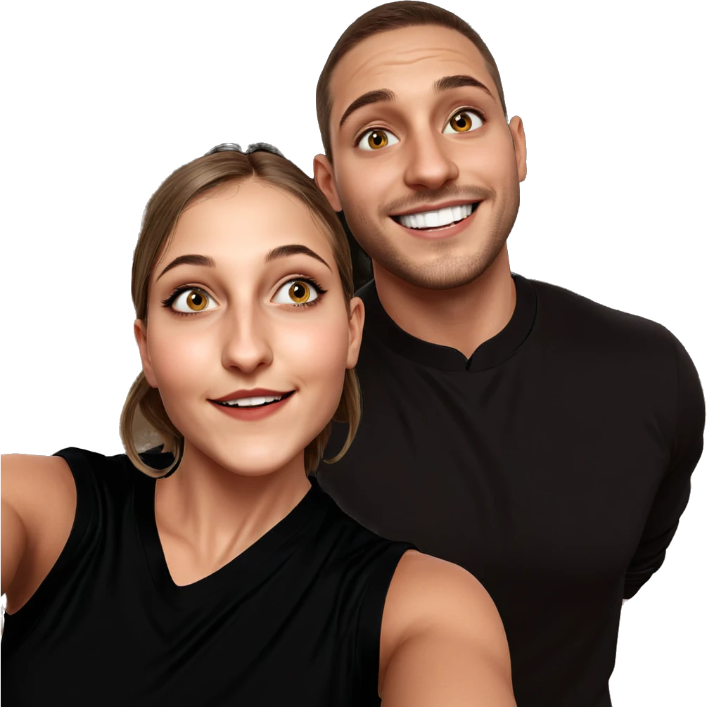 smiling couple selfie moment emoji