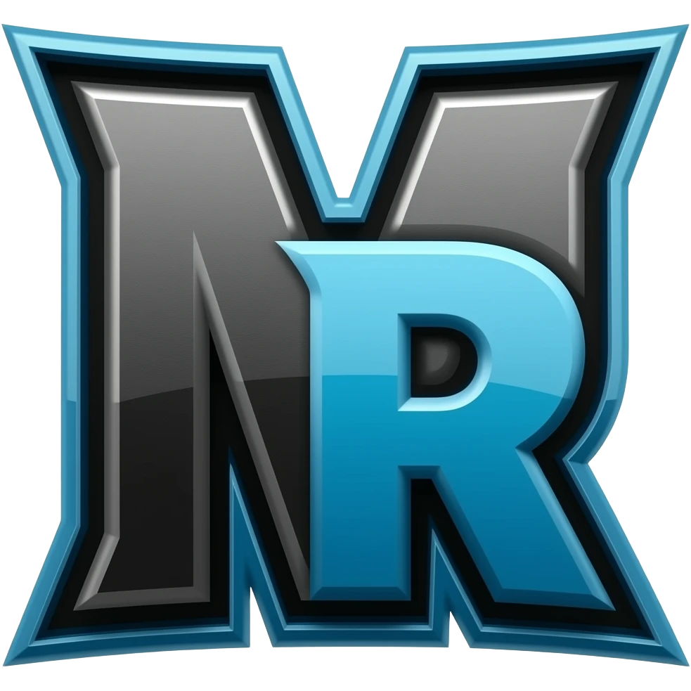 Logo team esport black and blue, no estilo syberpunk com as letras "M" e "R" emoji