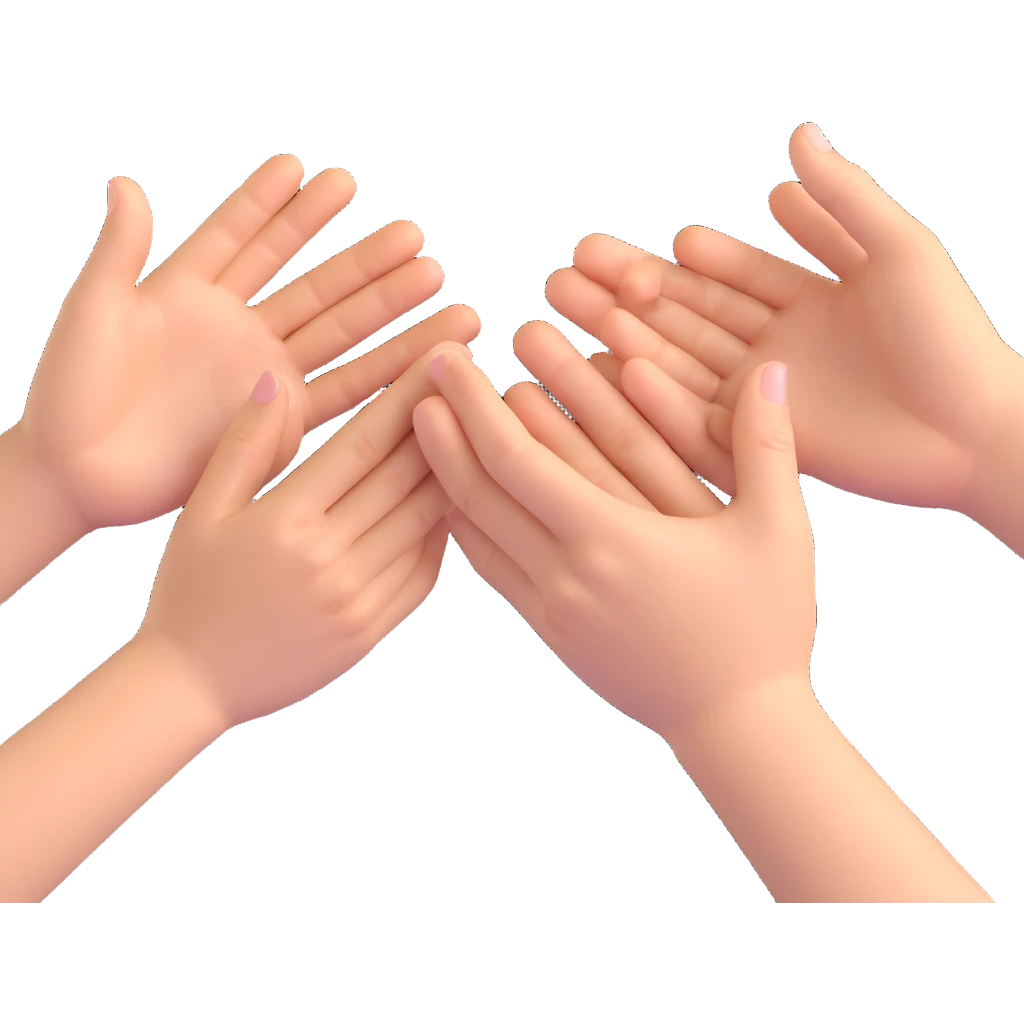 yellow emoji style Realistic hands clapping, joyful celebration, focus on hands, motion blur, bright background emoji