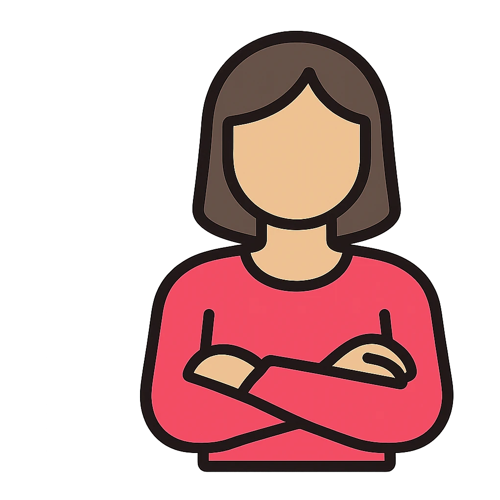a woman crossing her arms, color outline icon style emoji