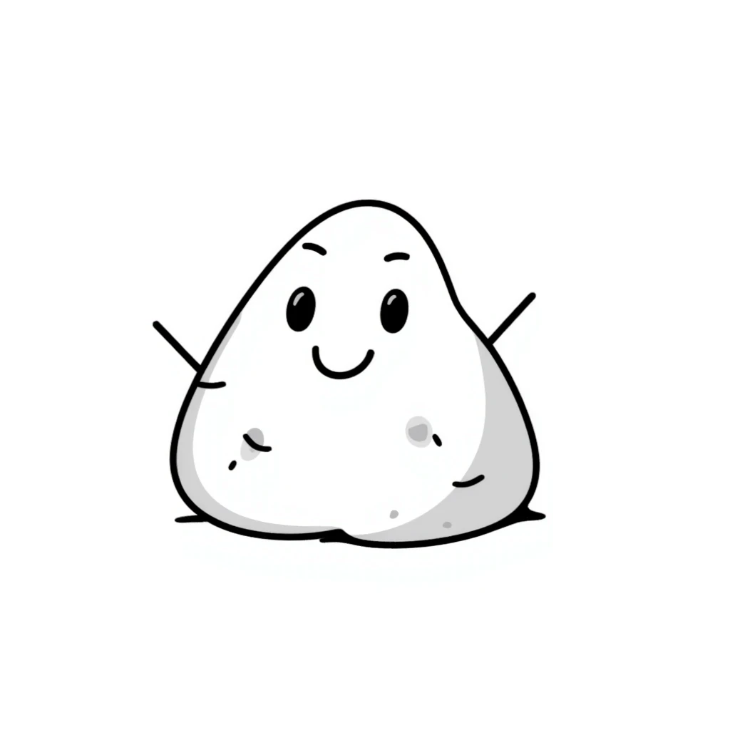 stone with a simple face, hand-drawn look emoji