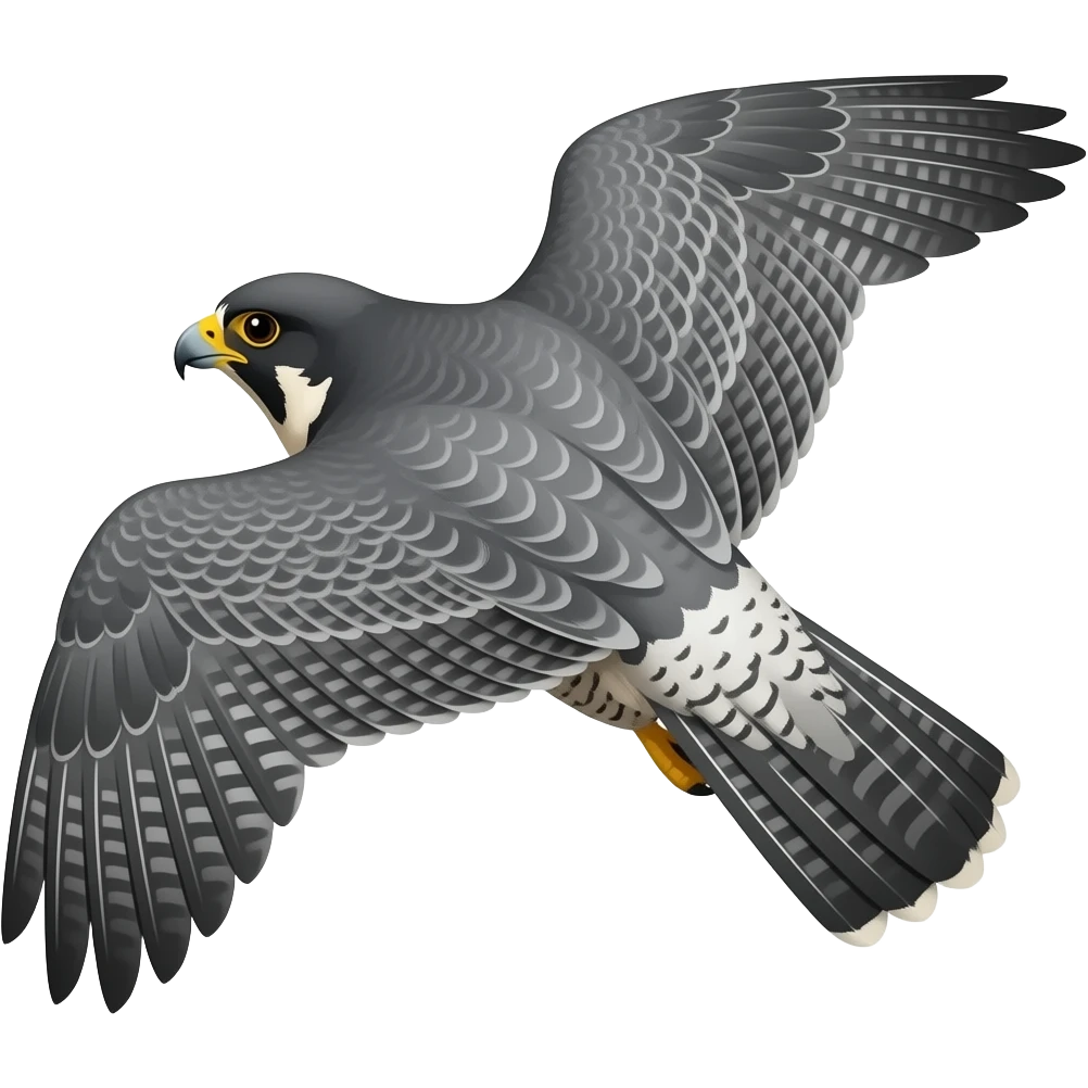 Falcon gliding, looking from behind. Hides the falcon's face emoji