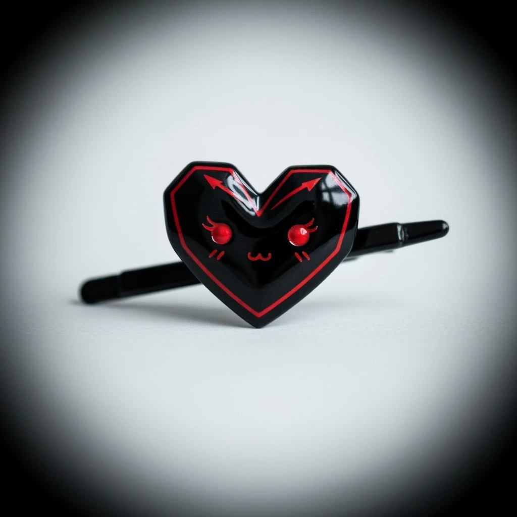 goth heart hairpin, cute, expressive, minimal emoji