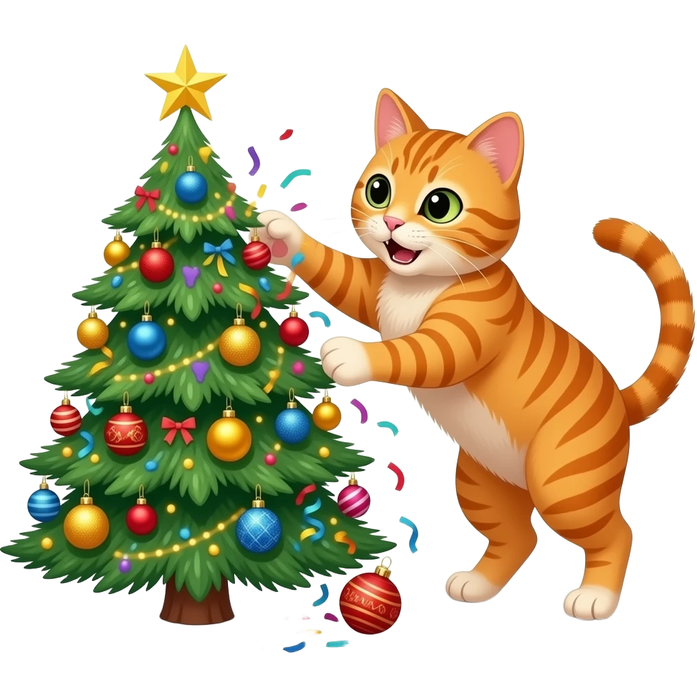 Cat attack christmas tree emoji