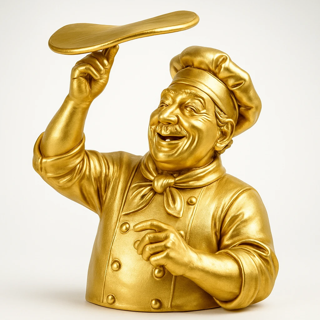 smiling Italian chef spinning pizza dough emoji