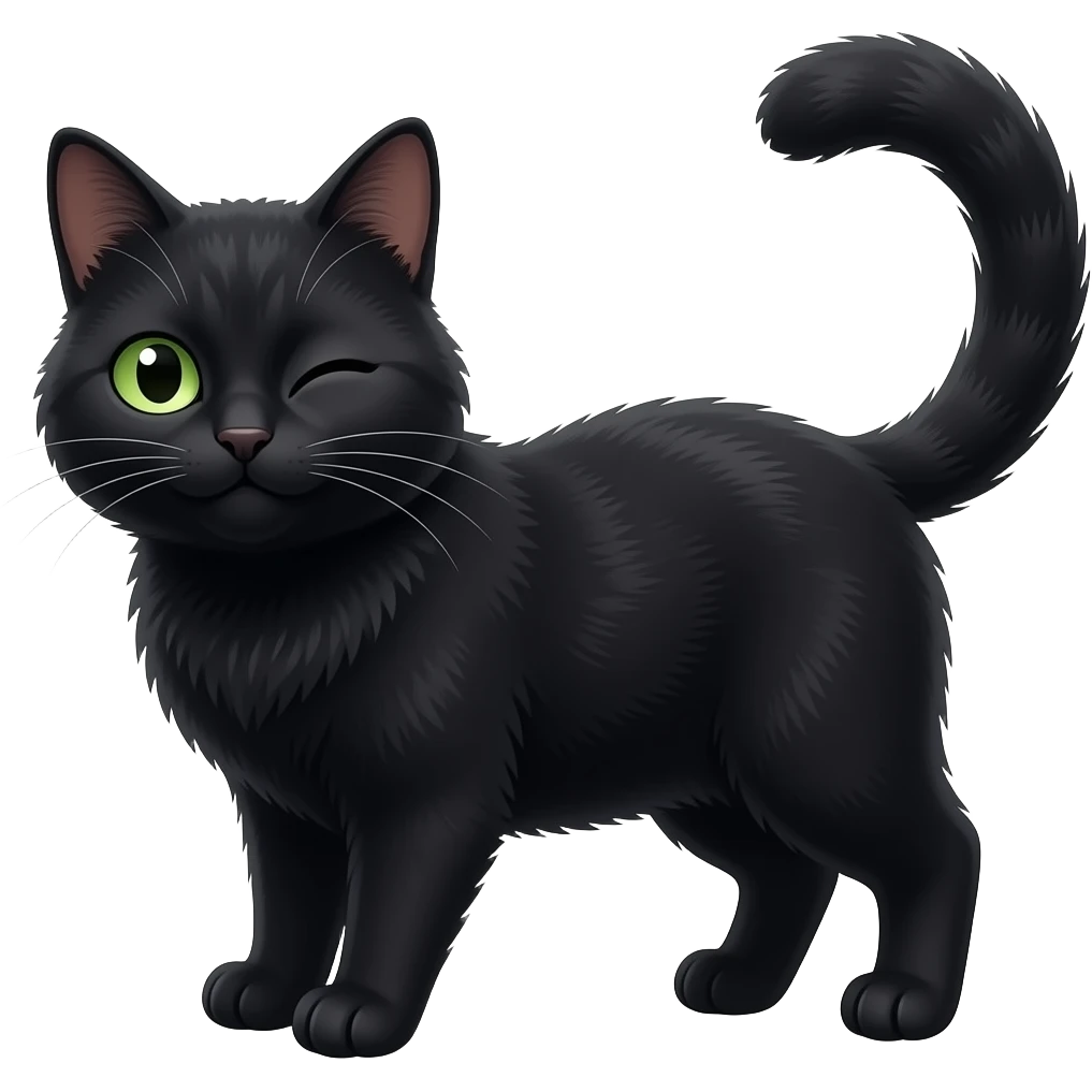 Un gros chat noir aux yeux verts qui fait les yeux doux emoji