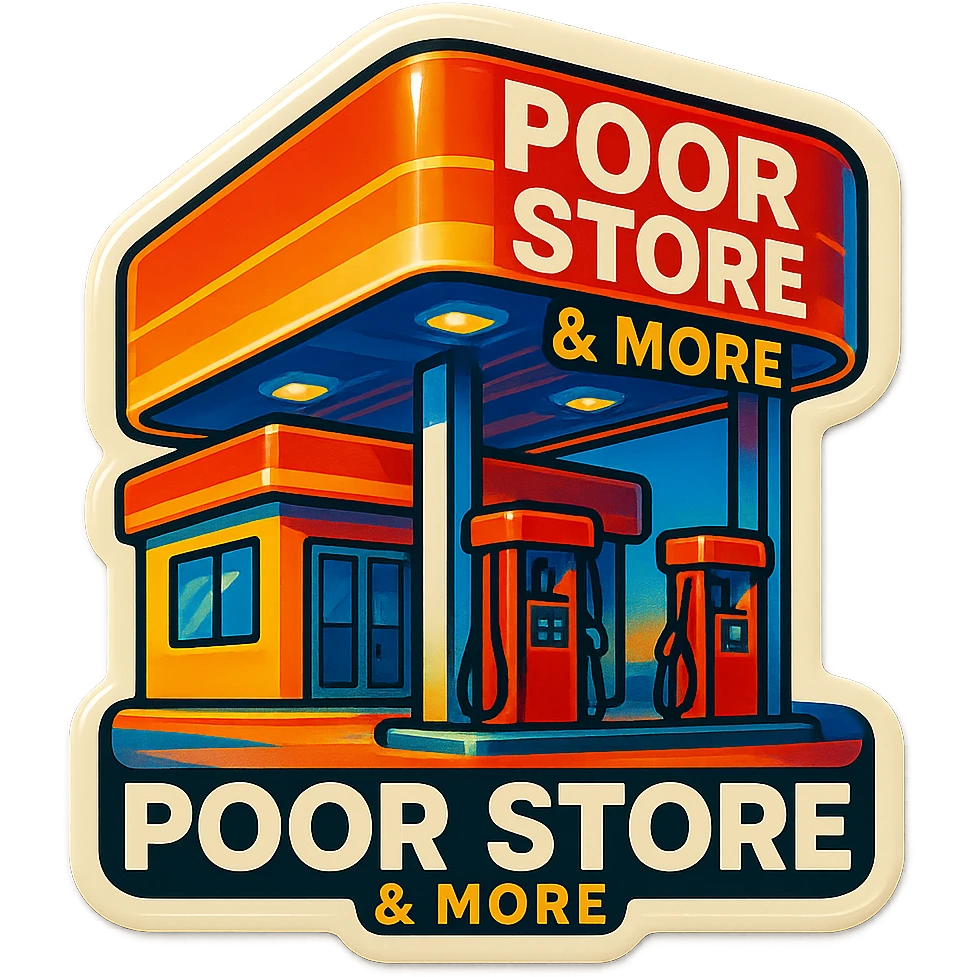 Gas station named Poor Store & More emoji