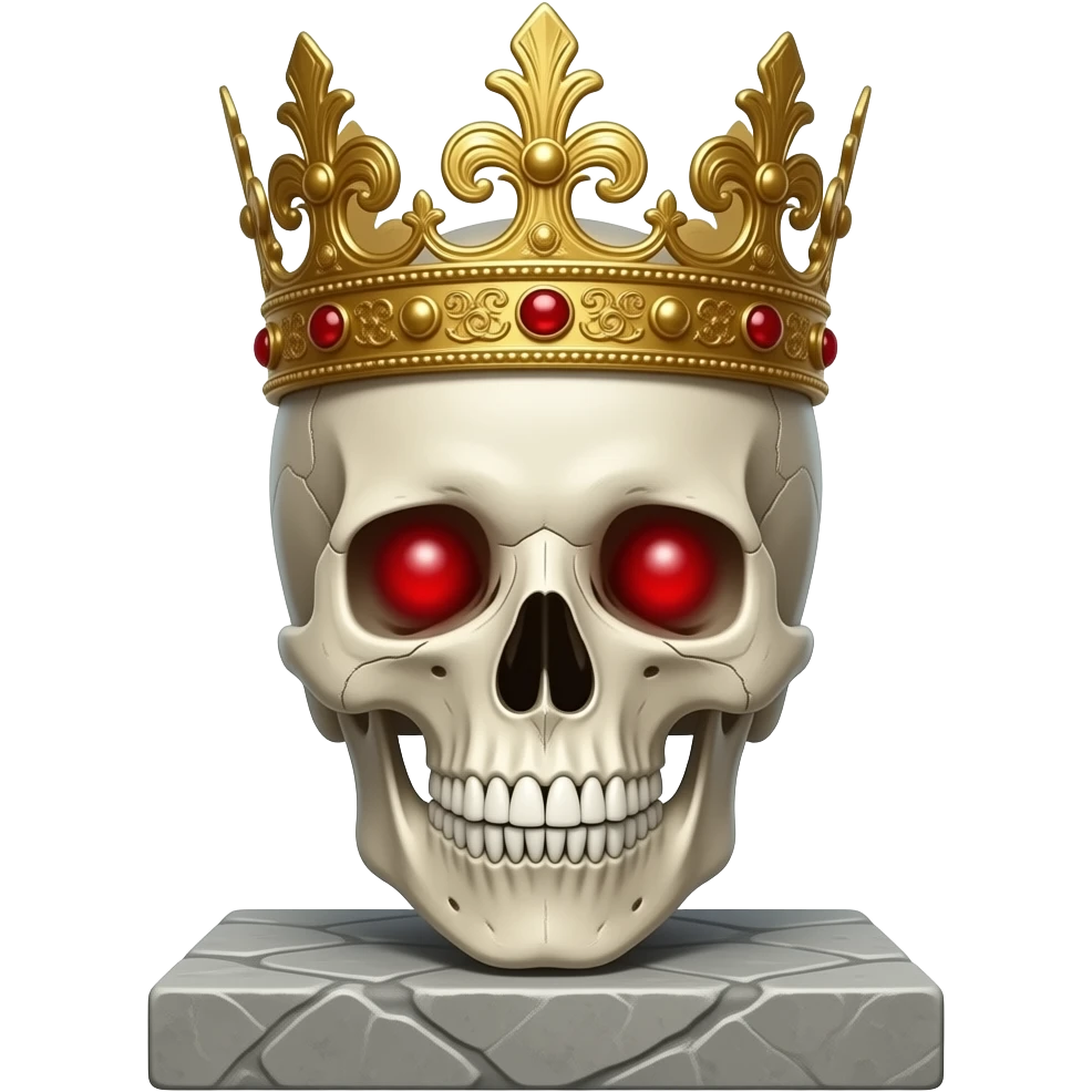 Skeleton head wearing crown emoji