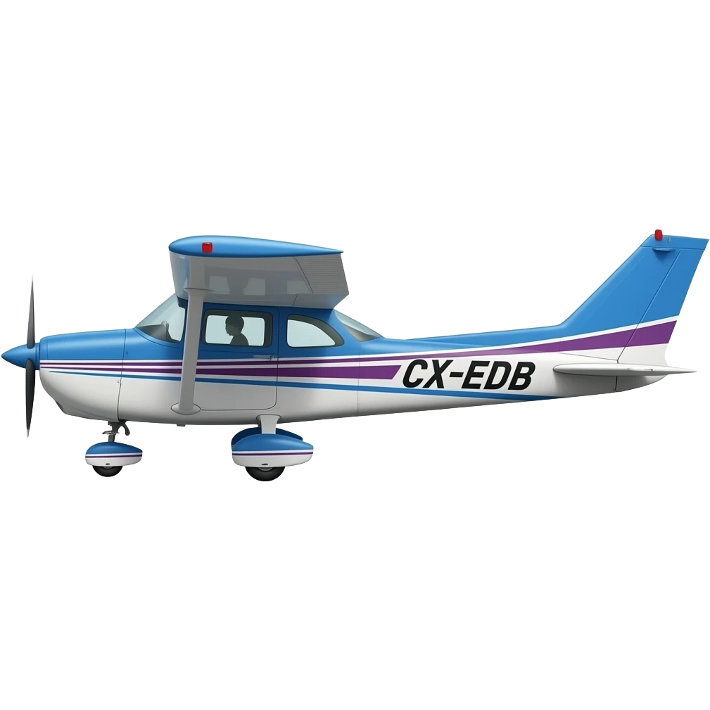 cessna 172 matrícula CX- EDB(en letras negras) azul y violeta emoji