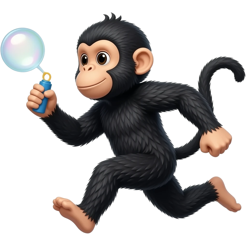 ouistiti  noir qui fait des bulles en courant vite emoji