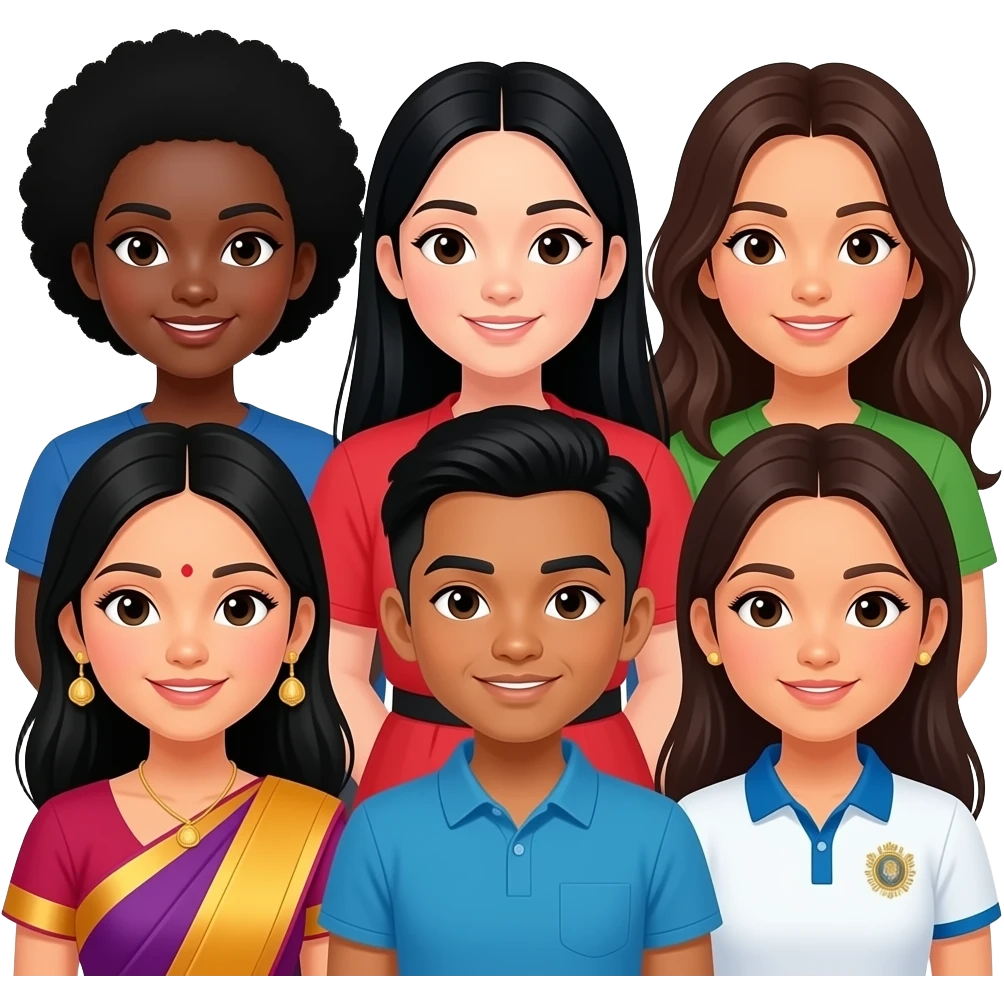 katseye girl group with a black girl korean girl chinese girl and indian girl cuban girl and filipina girl emoji