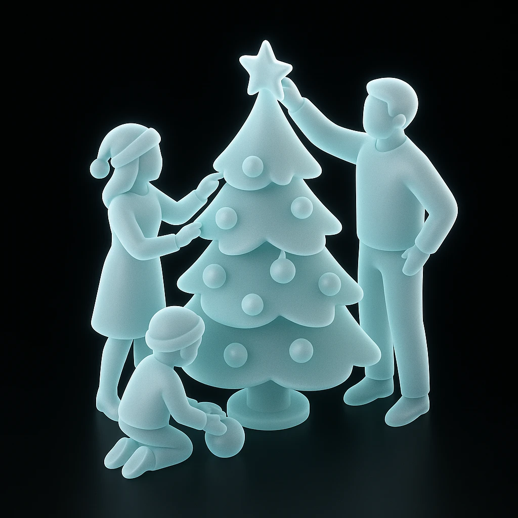 people decorating a Christmas tree emoji