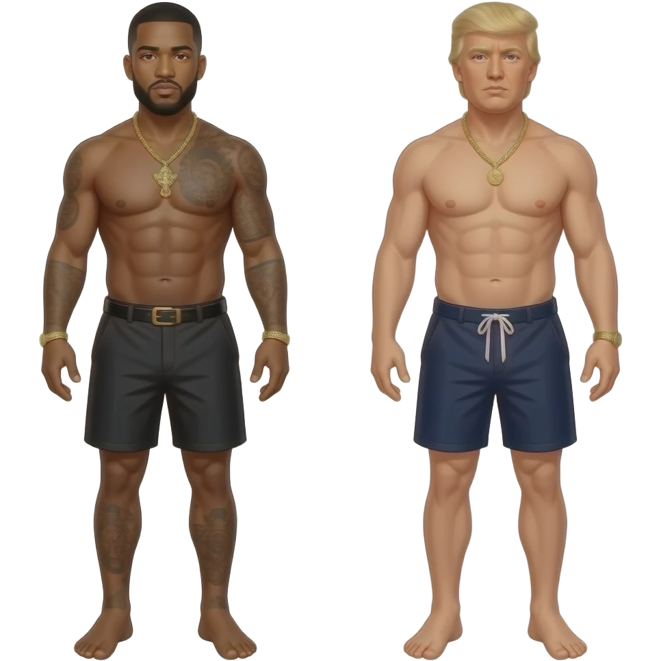 King von full body, trump guy full body laying on top of eachother with no clothes emoji