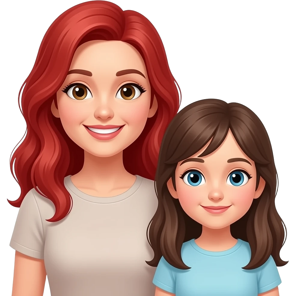smiling lady with long red hair and a lady brunette daughter emoji