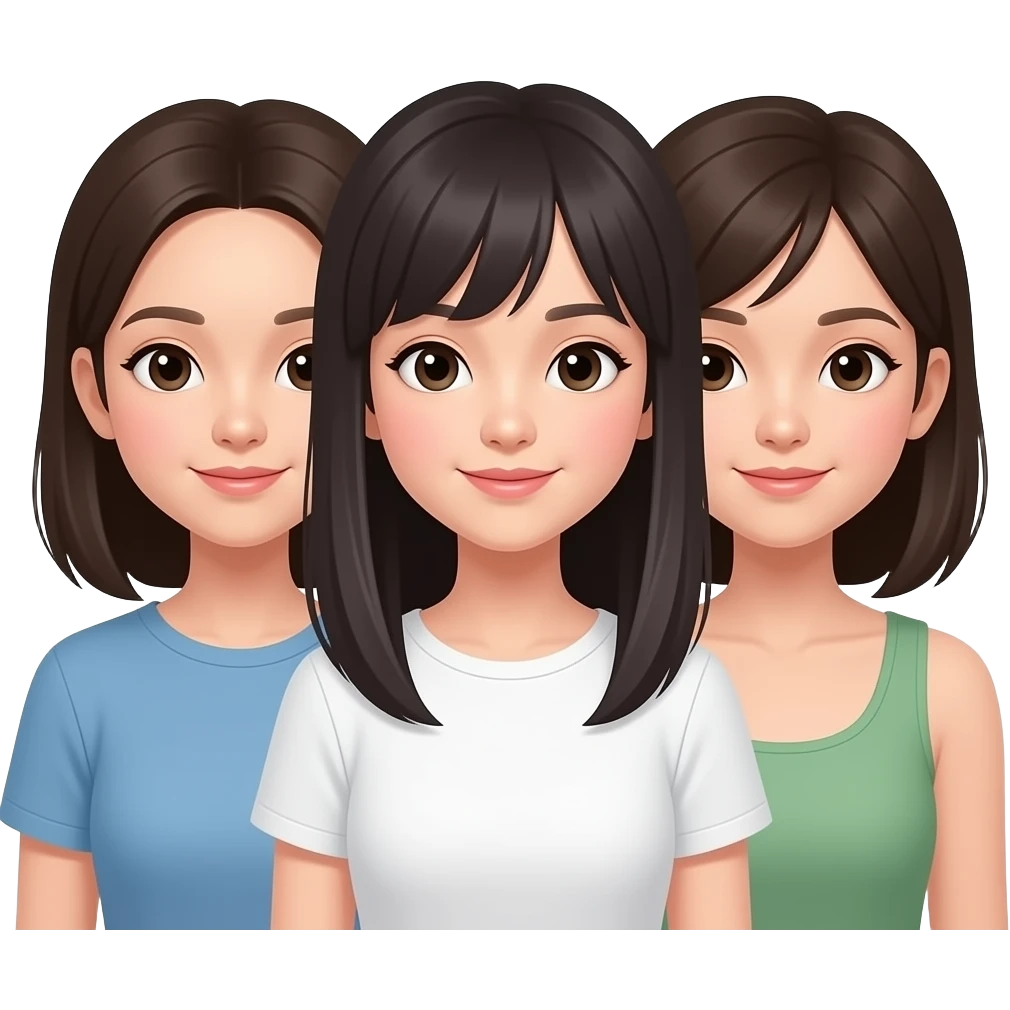 Draw three girls, all Asian. emoji