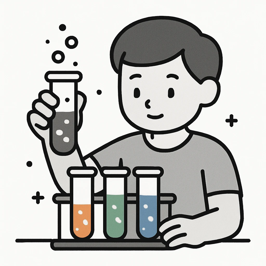 school subject chemistry, test tubes with colorful liquids, educational atmosphere, minimalist style emoji