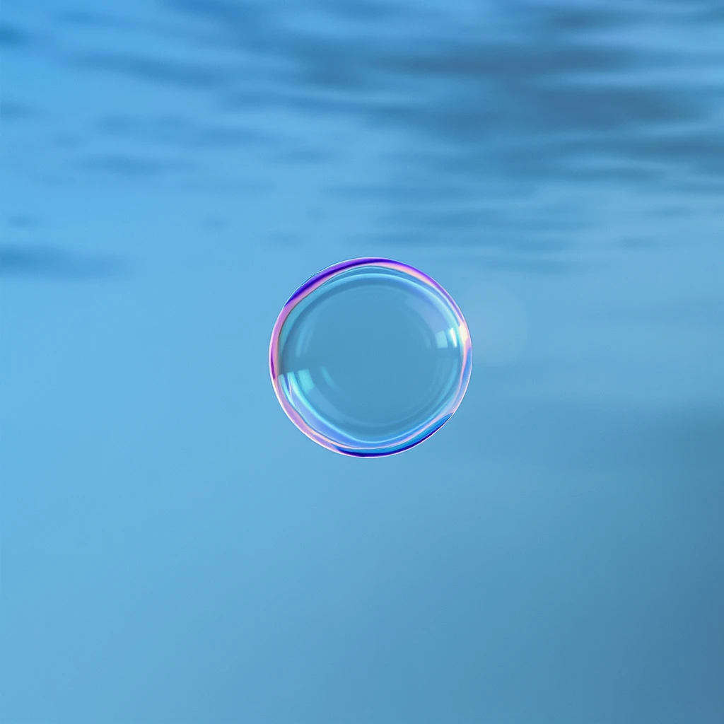a single blue bubble, realistic style, highly detailed, photorealistic emoji