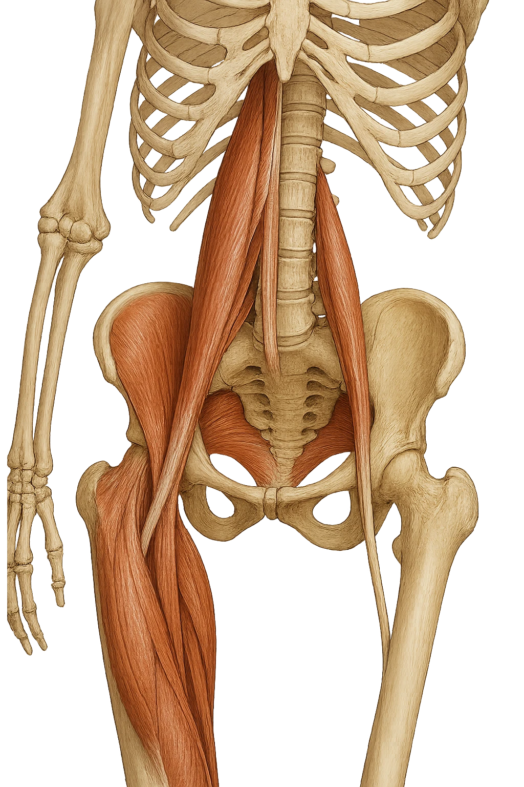 ILEOPSOAS DI UN CORPO UMANO ANATOMICO REALISTICO, iperrealistico 4k emoji
