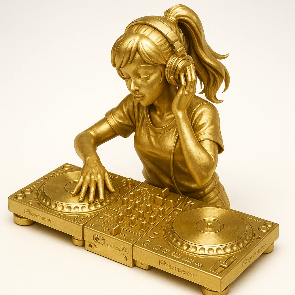 girl playing DJ set emoji