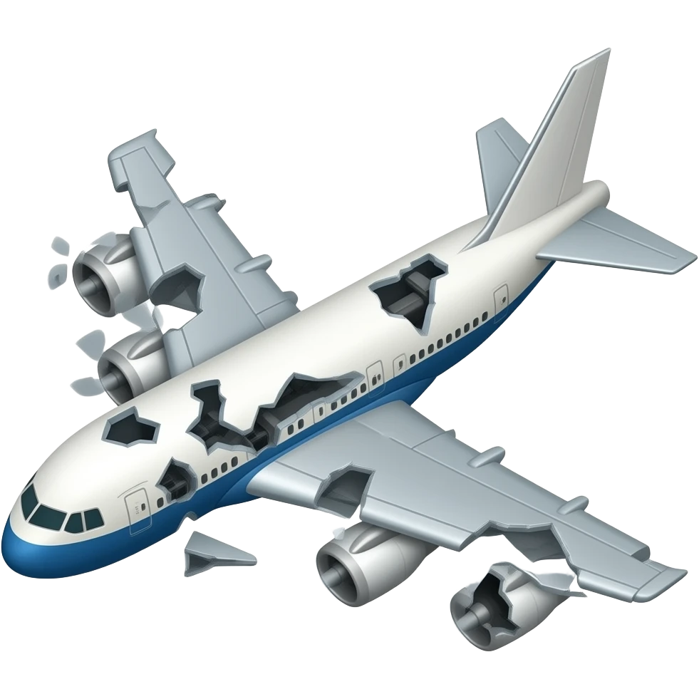 Broken airplane emoji