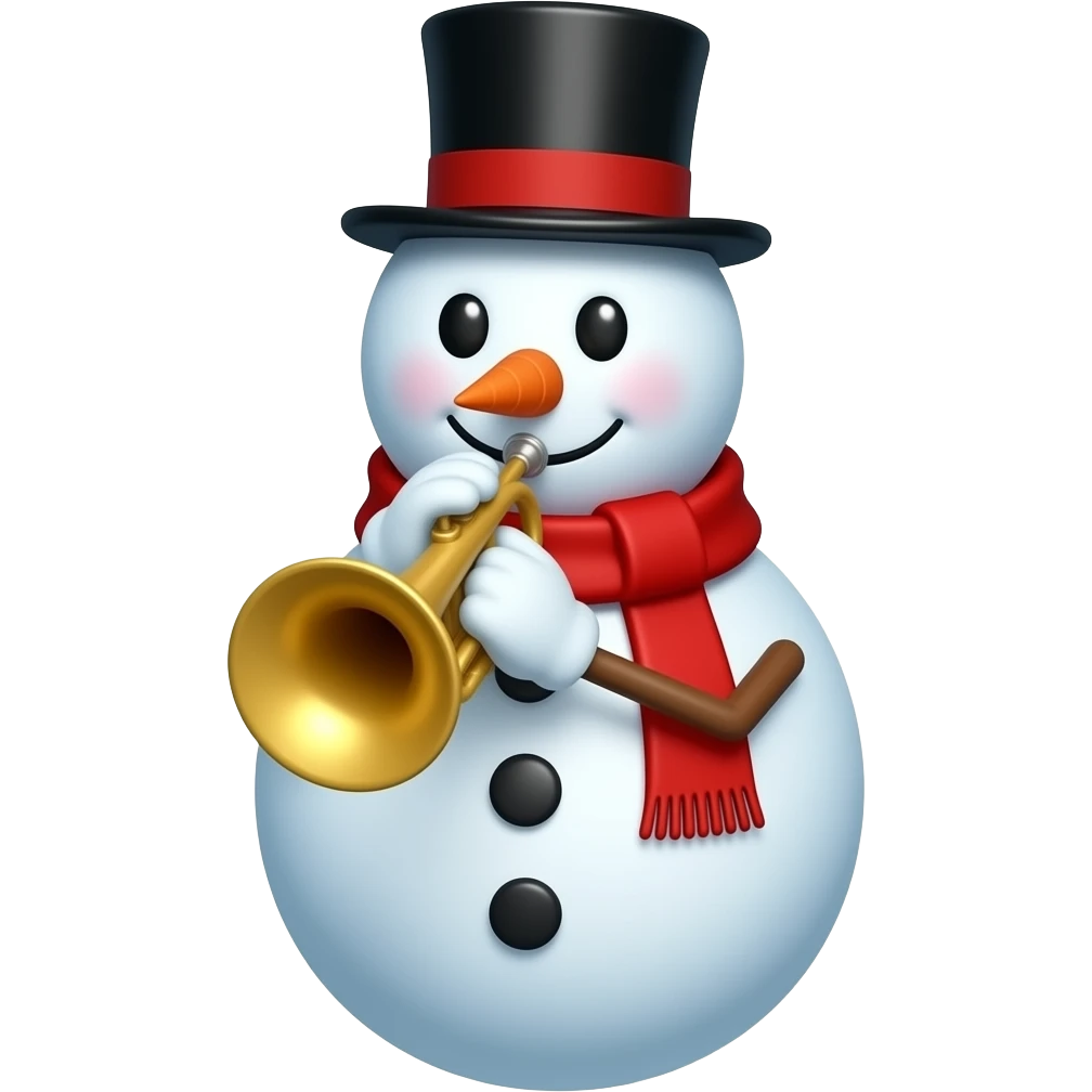 Snowman playing trumpet front facing emoji