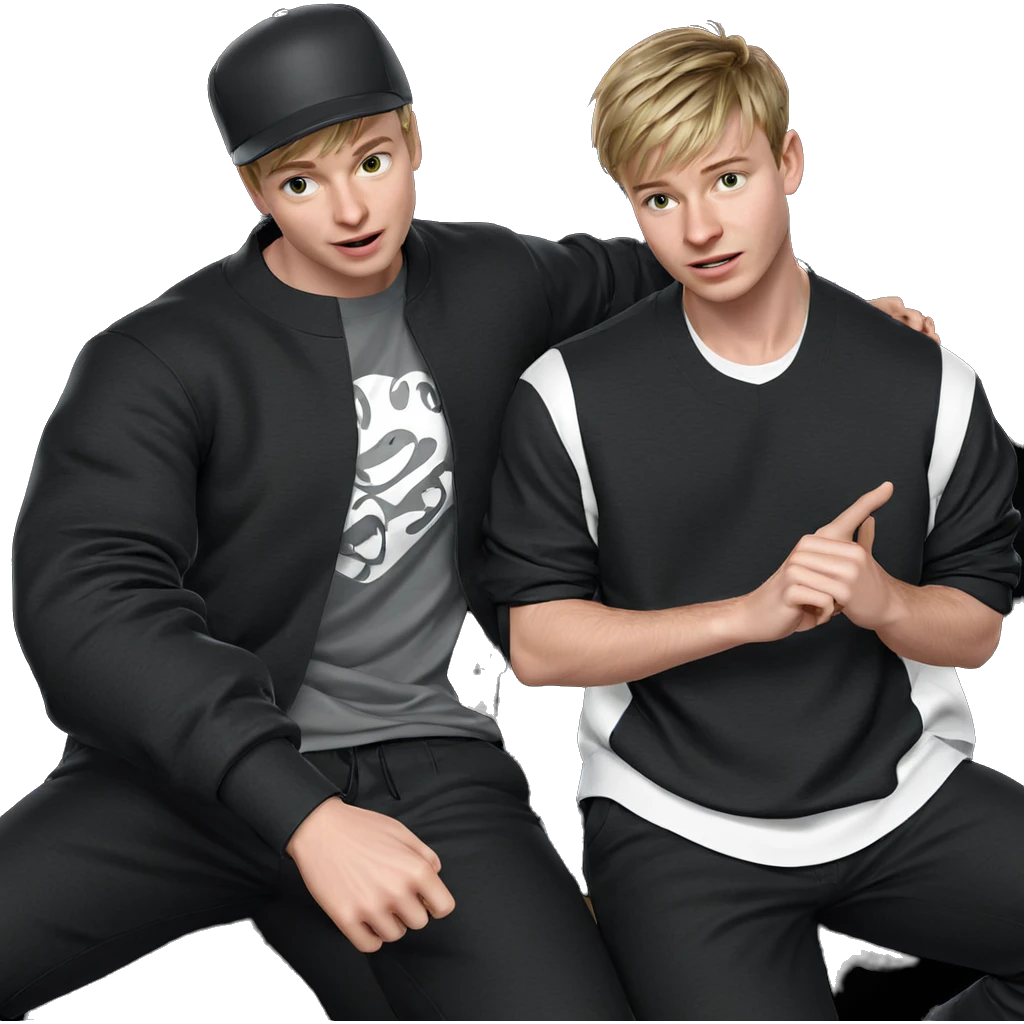 two boys with stylish outfits emoji