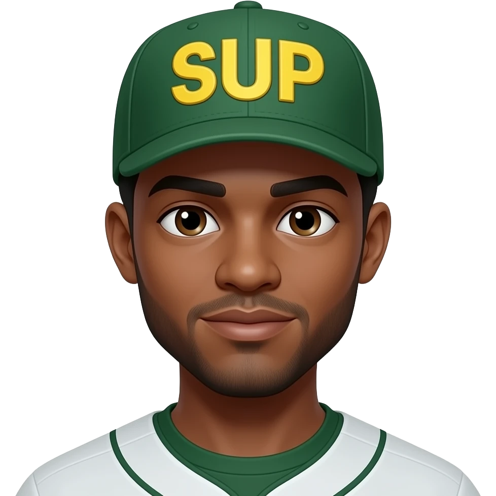 Miles morales casquette vert écrit sup en jaune emoji