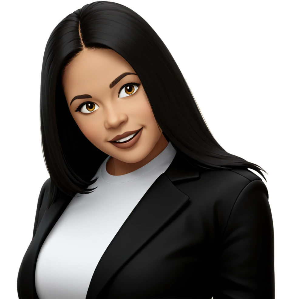 smiling girl in black jacket emoji