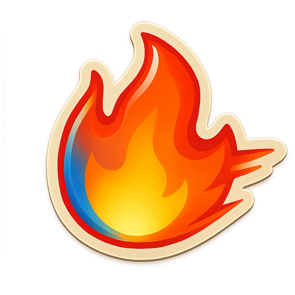 fire streak emoji, playful and modern with blue to orange gradient, vibrant and matching reference image emoji