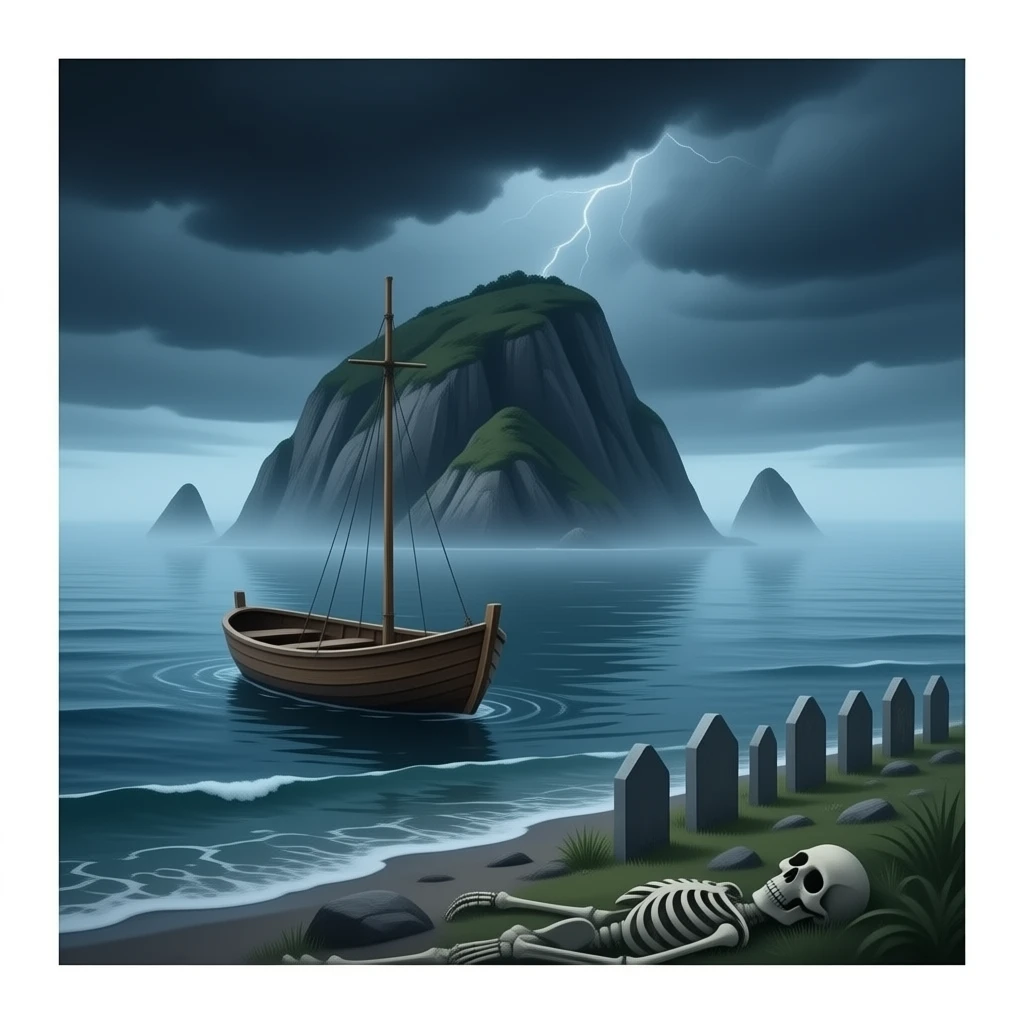 realistic - Isle of the Dead painting of Swiss Symbolist artist Arnold Böcklin emoji