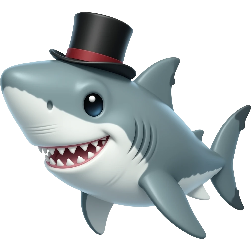 Shark with a top hat emoji