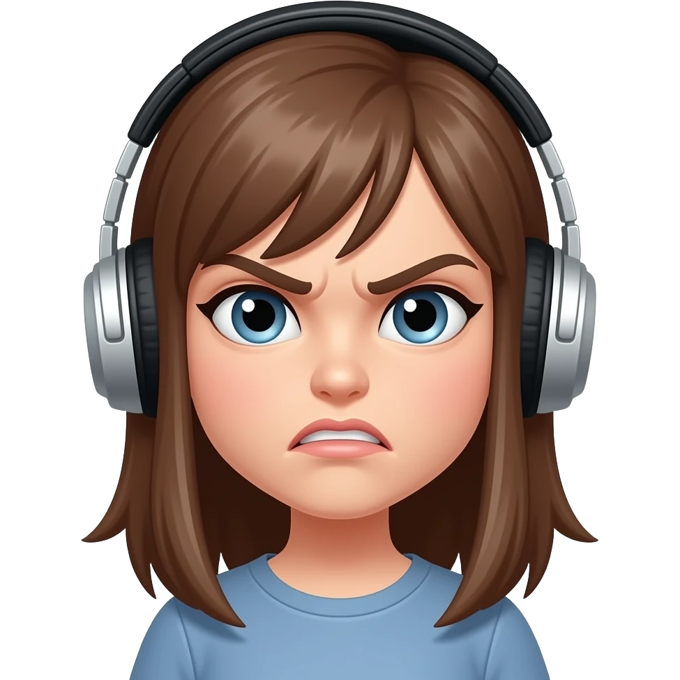 angry girl with headphones emoji