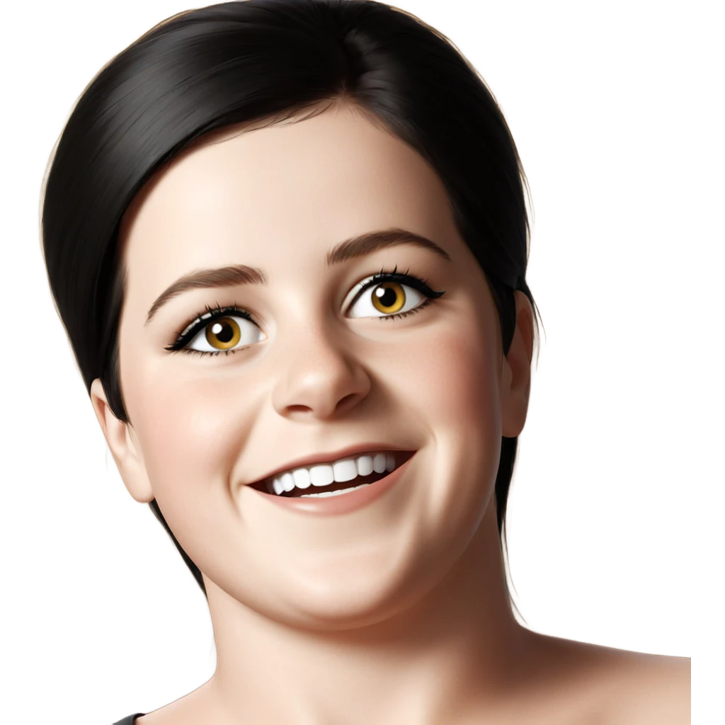smiling girl with black hair emoji