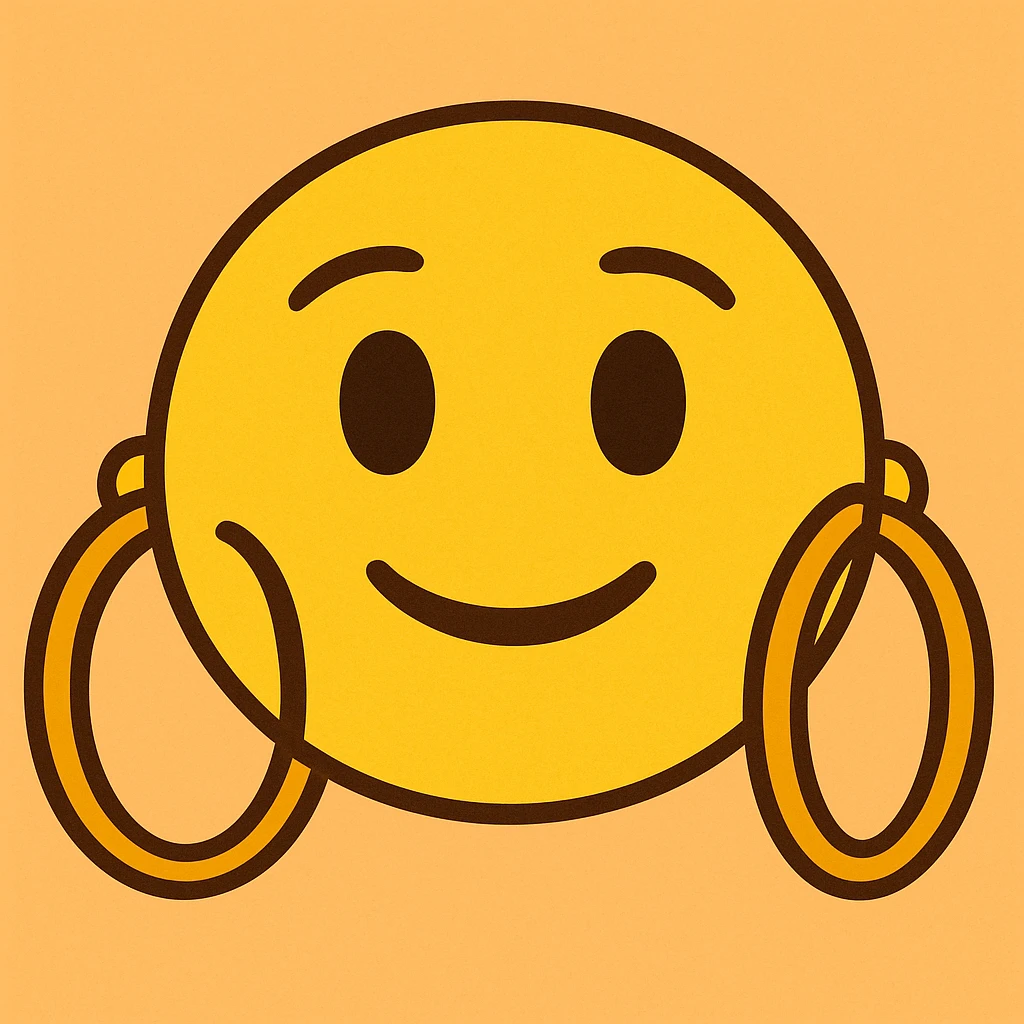 yellow face emoji with oversized hoop earrings emoji
