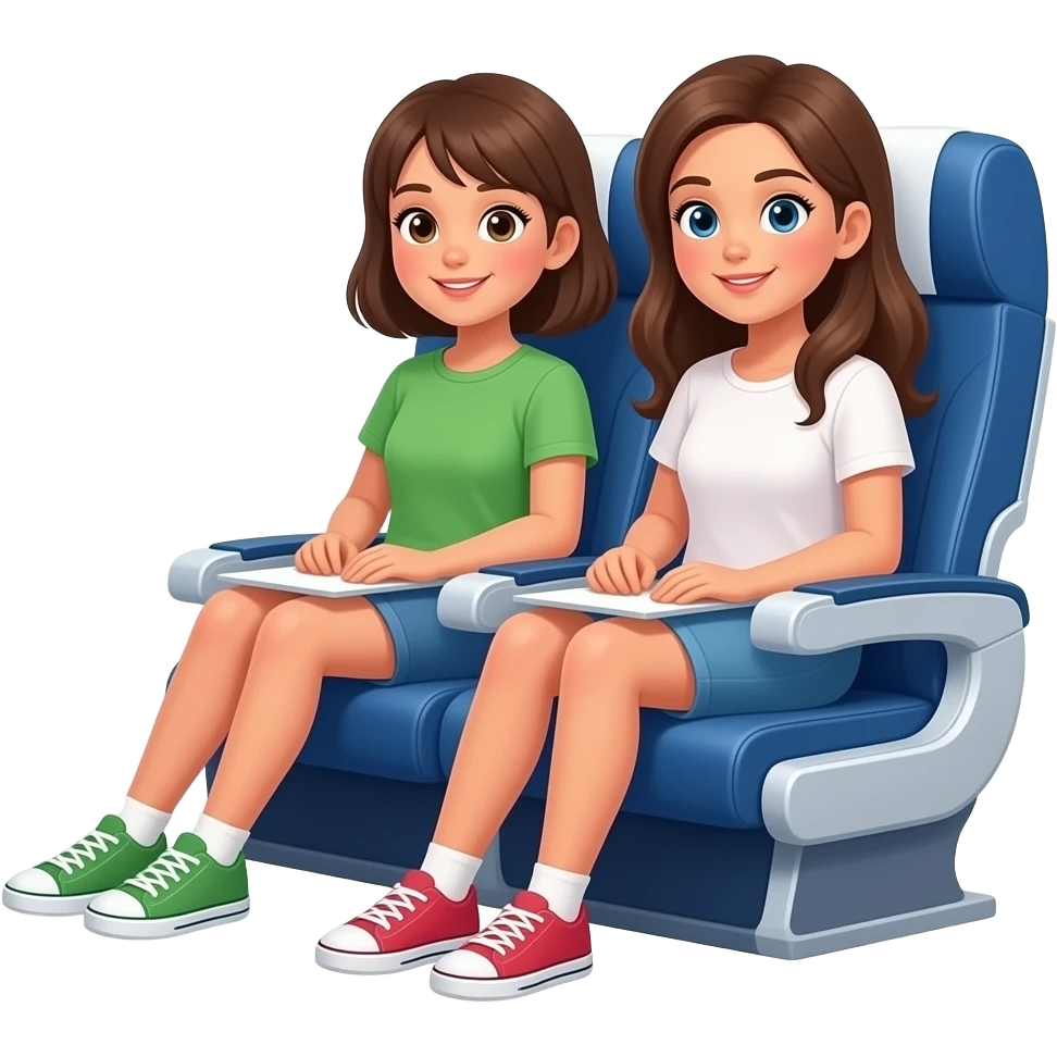 2 girls sitting in a plane flying to italy emoji
